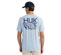HUK Men's Drift Short Sleeve Lightweight Jersey Crew, Performance Fishing Shirt with UPF Sun Protection, Wind Surfer Heather, S