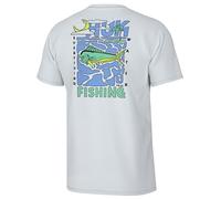 HUK mens Fishing Graphic Tee, Performance Short Sleeve, Quick-dry, Dolphin Dreams - White, Medium