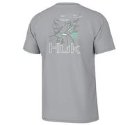 HUK Men's Fishing Graphic Tee, Performance Short Sleeve, Quick-Dry, Wish Bone - Harbor Mist, XL