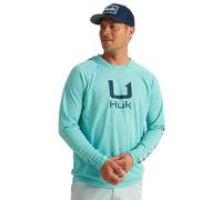 HUK Men's Icon X Hoodie, Fishing Shirt with Sun Protection, Marine Blue, Large