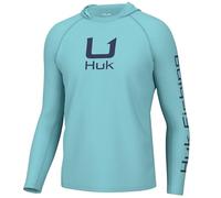 HUK Men's Icon X Hoodie, Fishing Shirt with Sun Protection, Marine Blue, X-Large