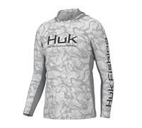 HUK Men's Icon X Pattern Hoodie, Fishing Shirt with Sun Protection, Inside Reef-Harbor Mist, XL