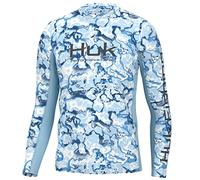HUK Men's Icon X Pattern Long Sleeve, Performance Fishing Shirt, Inside Reef-Azure Blue, Medium