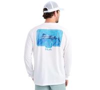 HUK Men's Kc Scott Tee, Comfortable Performance Fishing Long Sleeve T-Shirt with Chest Pocket, Art Series - White 2.0, XXL
