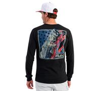 HUK Men's Kc Scott Tee, Comfortable Performance Fishing Long Sleeve T-Shirt with Chest Pocket, Freshwater - Black, Medium