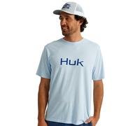 HUK Men's Performance Fishing Logo Tee, Short Sleeve, Quick-Dry Shirt, 2.0-Ice Blue, Large