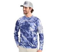 HUK Men's Pursuit Pattern Crew Long Sleeve, Performance Shirt, Skipper Blue, 3XL