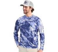 HUK Men's Pursuit Pattern Crew Long Sleeve, Performance Shirt, Skipper Blue, Large