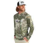 HUK Mens Pursuit Pattern Hoodie, Sun Protecting Fishing Shirt with Hood, Mossy Oak Stormwater Freshwater, X-Large