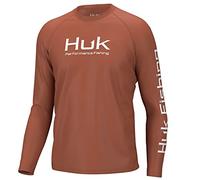 HUK Men's Pursuit Vented Long Sleeve, 30 UPF Fishing Shirt, Baked Clay, Large