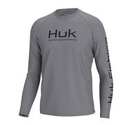 HUK Men's Pursuit Vented Long Sleeve, 30 UPF Fishing Shirt, Night Owl, Medium