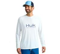 HUK Men's Pursuit Vented Long Sleeve, 30 UPF Fishing Shirt, White - New, Large