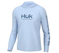 HUK Men's Pursuit Vented Long Sleeve Hoodie, Fishing Shirt with Hood, Ice Water, M