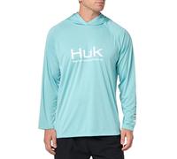 HUK Men's Pursuit Ventilated Long Sleeve Hoodie Fishing Shirt Hooded, Navy Blue, XXL