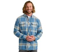 HUK Men's Standard Hawser Heather Flannel, Long Sleeve Button Down Shirt, Plaid-Quiet Harbor