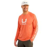 HUK Men's Standard Icon Crew, Long-Sleeve Performance Fishing Shirt, Fresh Salmon