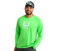 HUK Men's Standard Icon Crew, Long-Sleeve Performance Fishing Shirt, Summer Green