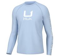 HUK Men's Standard Icon X Crew, Long-Sleeve Performance Fishing Shirt, Ice Water, Medium