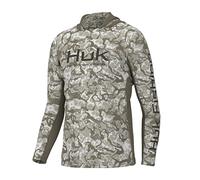 HUK Men's Standard Icon X Pattern Hoodie, Fishing Shirt with Sun Protection, Inside Reef-Overland, Large