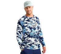 HUK Men's Standard KC Scott Patterned Pursuit Hoodie, Hooded Fishing Shirt, Marolina Blue