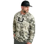 HUK Men's Standard KC Scott Patterned Pursuit Hoodie, Hooded Fishing Shirt, Moss 2.0