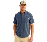HUK Men's Standard Kona Solid Short Sleeve Fishing Button Down Shirt, Naval Academy