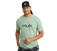 HUK Men's Standard Performance Fishing Logo Tee, Short Sleeve, Quick-Dry, Fog Green
