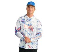 HUK Men's Standard Pursuit Pattern Crew Sleeve, Performance Shirt, Mossy Oak-Ocean Blue