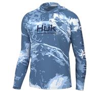 HUK Men's Pursuit Pattern Crew Sleeve, Performance Shirt, Mossy Oak - Stormwater Spindrift, M