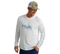 HUK Men's Standard Pursuit Vented Long Sleeve, 30 UPF Fishing Shirt, White, Large