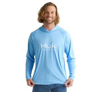 HUK Men's Standard Pursuit Vented Long Sleeve Hoodie, Fishing Shirt with Hood, Marolina Blue