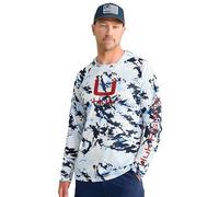 HUK Men's Standard Scott Patterned Pursuit Hoodie, Hooded Fishing Shirt, KC-Naval Academy