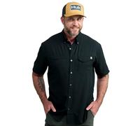HUK Men's Standard Tide Point Solid Short Sleeve Shirt, Button, Black, 3X-Large
