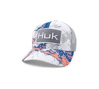HUK Men's Standard Trucker, Anti-Glare Snapback Fishing Hat Logo-Ocean Blue