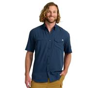 HUK Men's Tide Point Solid Short Sleeve Shirt, Button, Sargasso Sea, X-Large