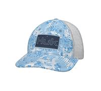 HUK Men's Trucker, Anti-Glare Snapback Fishing Hat Cap, Fin Flats Camo-Crystal Blue, One Size