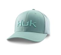 HUK Mens Trucker Hat, Anti-Glare Snapback Fishing Hat for Men, Embroidered - Mineral Blue, One Size