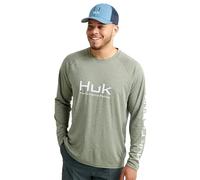 HUK Pursuit Heather Long Sleeve, Fishing Shirt for Men Moss, Medium
