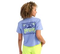 HUK Tee, Comfortable Performance Fishing Short Sleeve T-Shirt with Chest Pocket for Women, Rising Sun - Lightning Sky, L