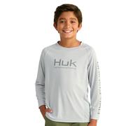 HUK Unisex Kid's Standard Pursuit Solid Long Sleeve, Fishing Shirt, Harbor Mist, X-Large