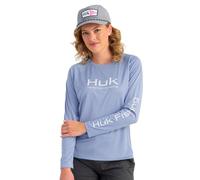 HUK Women's Pursuit Long Sleeve, Performance Shirt + Sun Protection, Lightning Sky