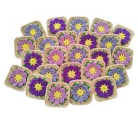 HukDok Handmade Beautiful Crocheted Granny Square Decoration Sewing Appliques Flowers Crochet Sew On Patches Repair Patch for Jacket Dress Clothes Bags DIY Accessories (Purple Tone)