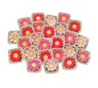 HukDok Handmade Beautiful Crocheted Granny Square Decoration Sewing Appliques Flowers Crochet Sew On Patches Repair Patch for Jacket Dress Clothes Bags DIY Accessories (Pink Tone)