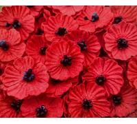 HukDok Handmade Poppies Mulberry Paper Flower Head Decorative Flower for Crafts DIY Scrapbooking Wedding Veterans Day Artificial Red Poppy Flowers Decorations Greeting Cards (Red)