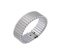 HUKILU yaoqijie 14mm 16mm 18mm 20mm 22mm Stainless Steel Elastic Stretch Strap Watch Band Metal Expansion Strap Wristband Accessories Bracelet lasting(Silver,20MM_S)
