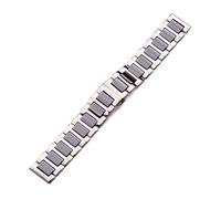 HUKILU yaoqijie 16 18 20mm Stainless Steel Bracelet Middle Ceramic Links Watch Band Men Lady White Black Clock Accessories Watchband Strap lasting(Black,16mm)