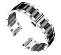 HUKILU yaoqijie 16mm 18mm 20mm 21mm 22mm 23mm 24mm 26mm Width Watchband Stainless Steel Band Watch Strap Metal Wristband Men Women Bracelet lasting(Silver Black,20mm)