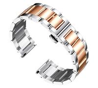 HUKILU yaoqijie 16mm 18mm 20mm 21mm 22mm 23mm 24mm 26mm Width Watchband Stainless Steel Band Watch Strap Metal Wristband Men Women Bracelet lasting(Silver Rose Gold,20mm)