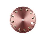 HUKILU yaoqijie 28.5mm Diamond Watch Dial Sun Texture Modification Watch Faces with Single Calendar Window Colour Dial for NH35 NH36 Movement Lasting(Pink)