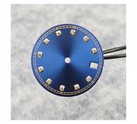 HUKILU yaoqijie 28.5mm Diamond Watch Dial Sun Texture Modification Watch Faces with Single Calendar Window Colour Dial for NH35 NH36 Movement Lasting(Blu)